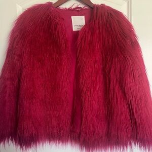 Zara Faux Fur Holiday Coat. Girls Size 10.